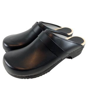 Sanita Mens Size 47 Black Slip On Open Back Danish Clogs Shoes 13 US with Strap